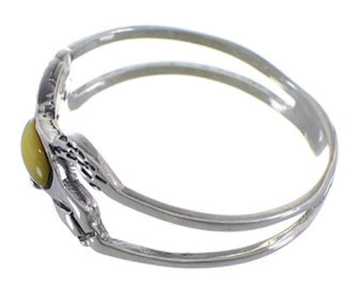 Sterling Silver Yellow Mother Of Pearl Horse Ring Size 7-1/2 EX51431